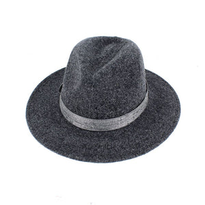 Grey Fedora Winter Hat With Sparkles