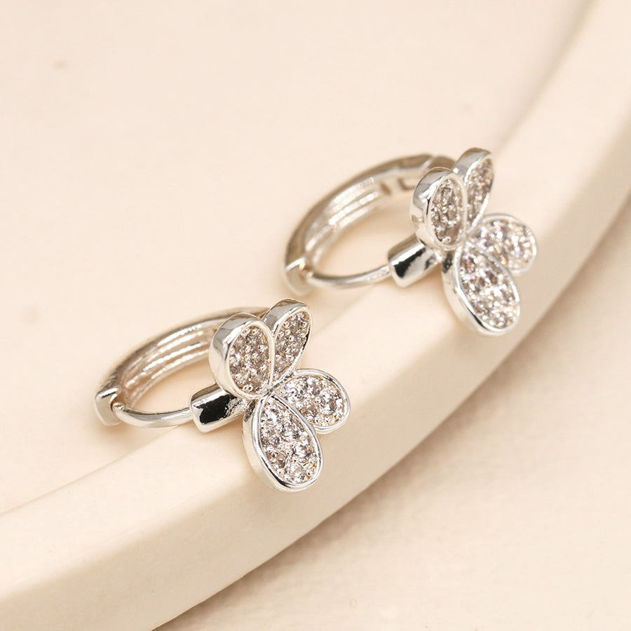 Crystal Butterfly Huggie Hoop Earrings
