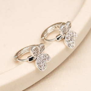 Crystal Butterfly Huggie Hoop Earrings