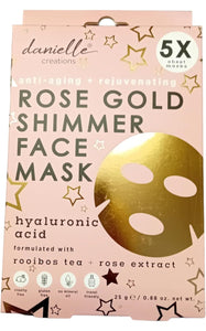Rose Gold Shimmer Sheet Face Masks - Pack Of 5