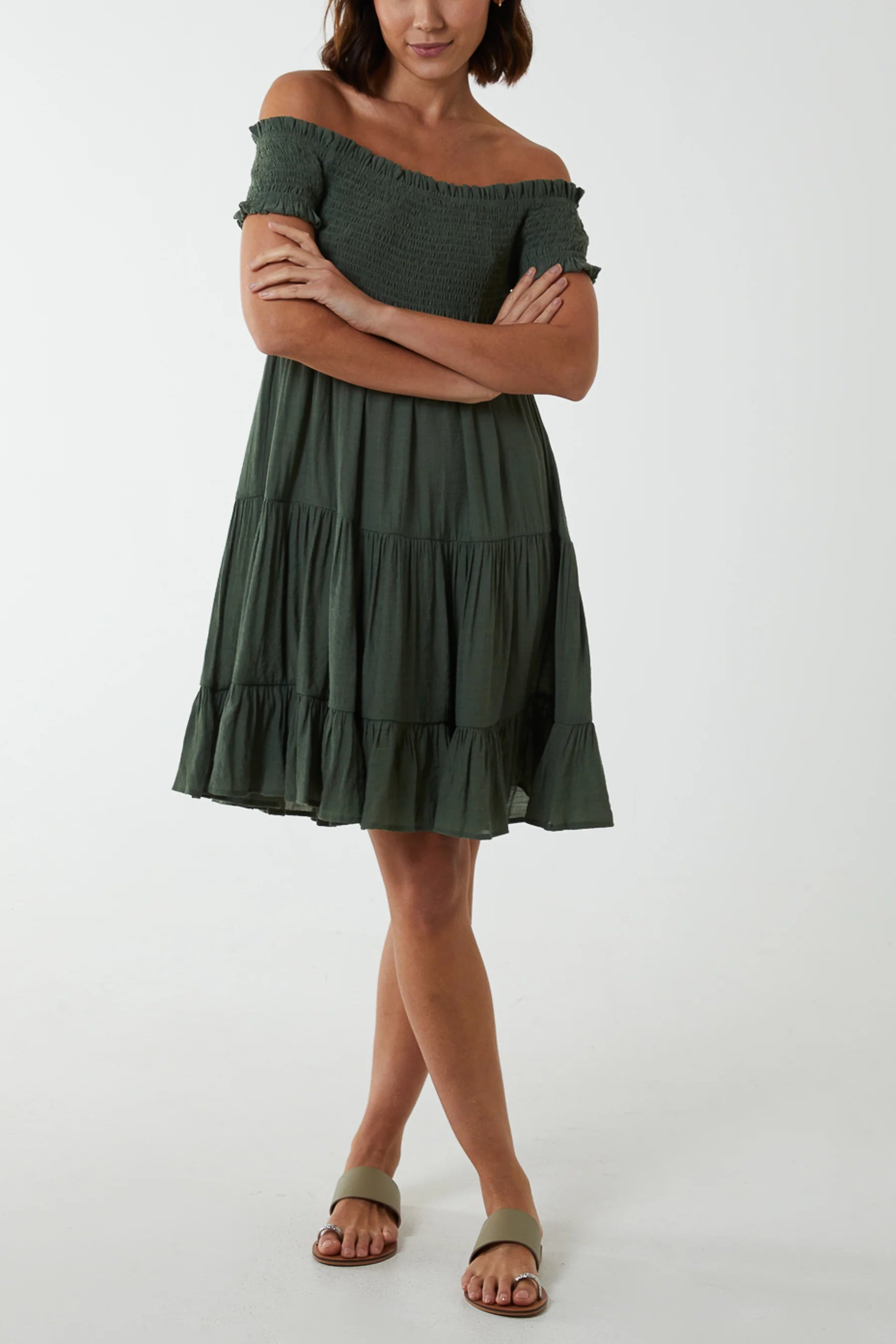 Shirred Bardot Dress Service