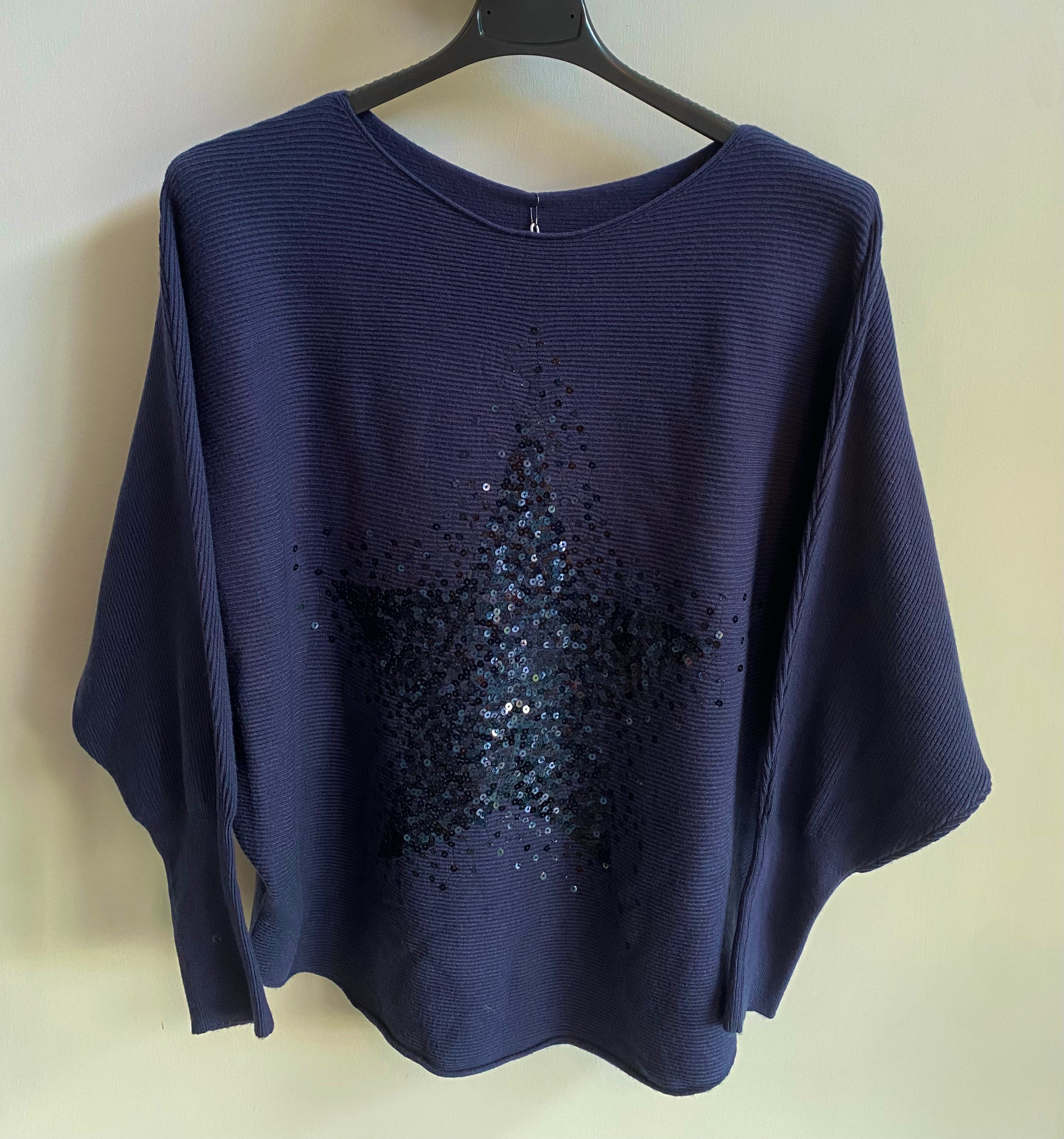 Sequin Star Jumper - Navy