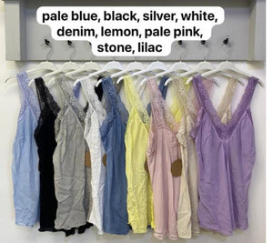 Lace Trim Cami Top - Various Colours