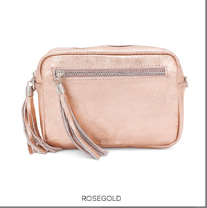 Leather Metallic Crossbody Bag With Detachable Strap