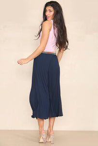 Rainbow Waist Pleated MAXI Skirt