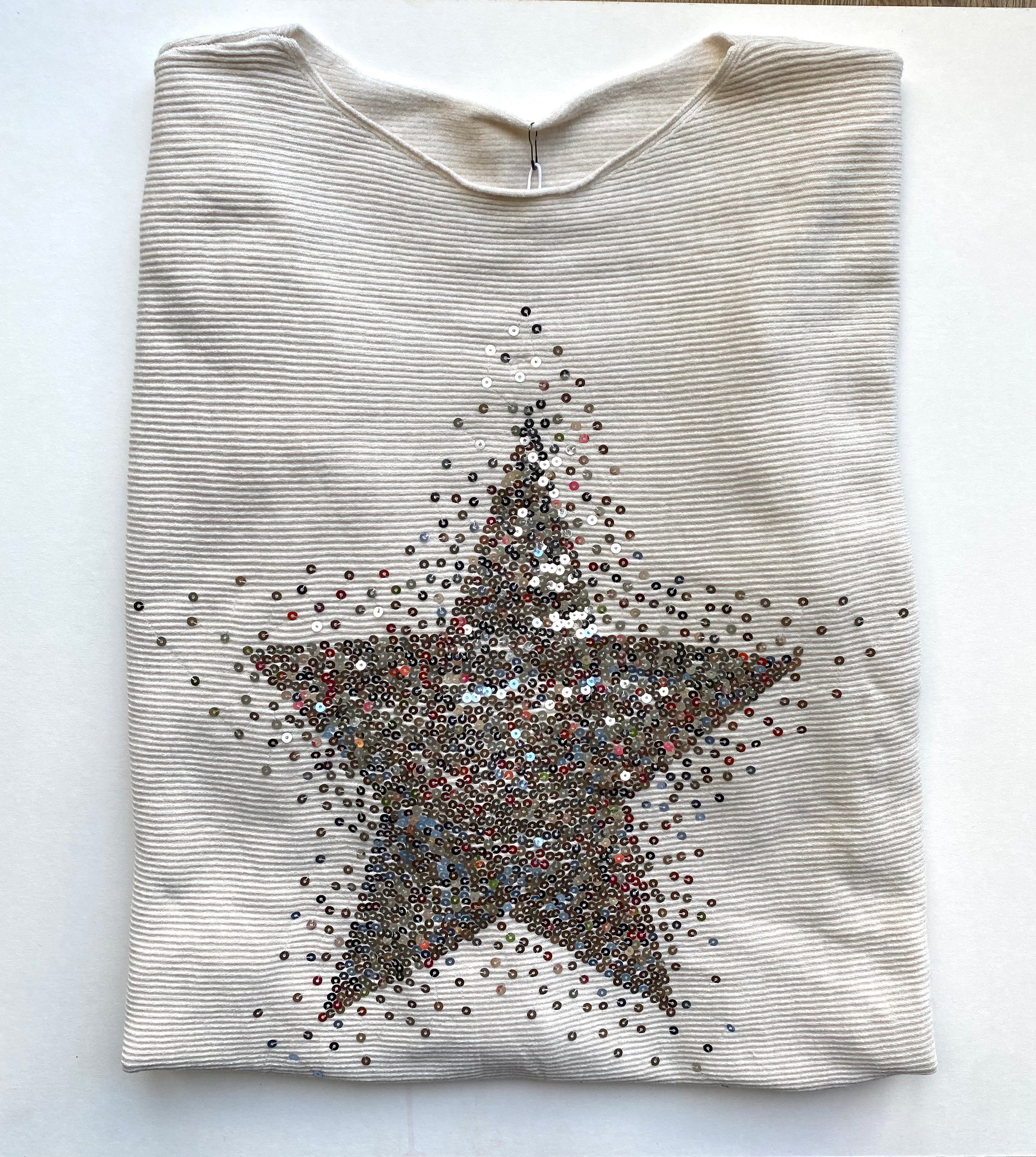 Sequin Star Jumper - Stone