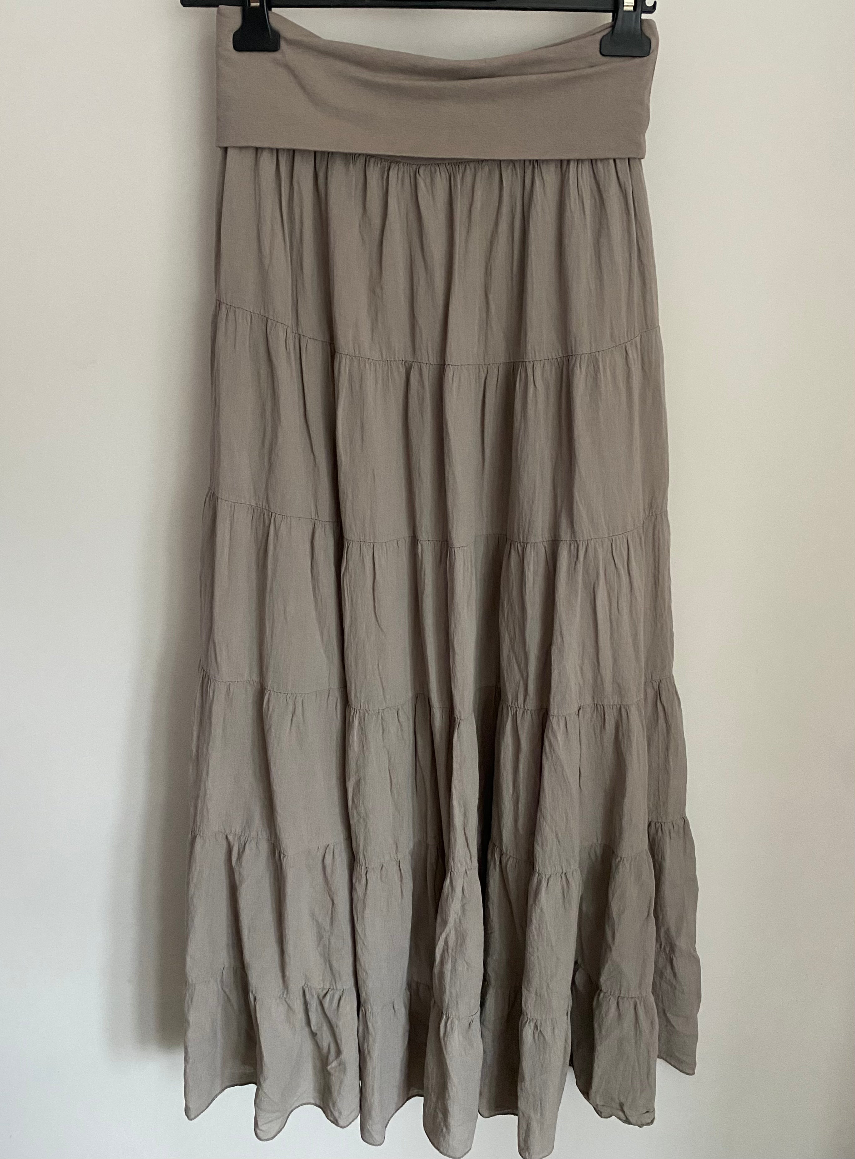 Cotton Tiered Maxi Skirt - 7 Colour Choices