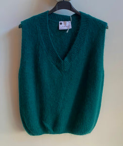 V Neck Superkid Mohair Tank Top - Deep Teal