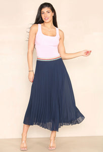Rainbow Waist Pleated MAXI Skirt