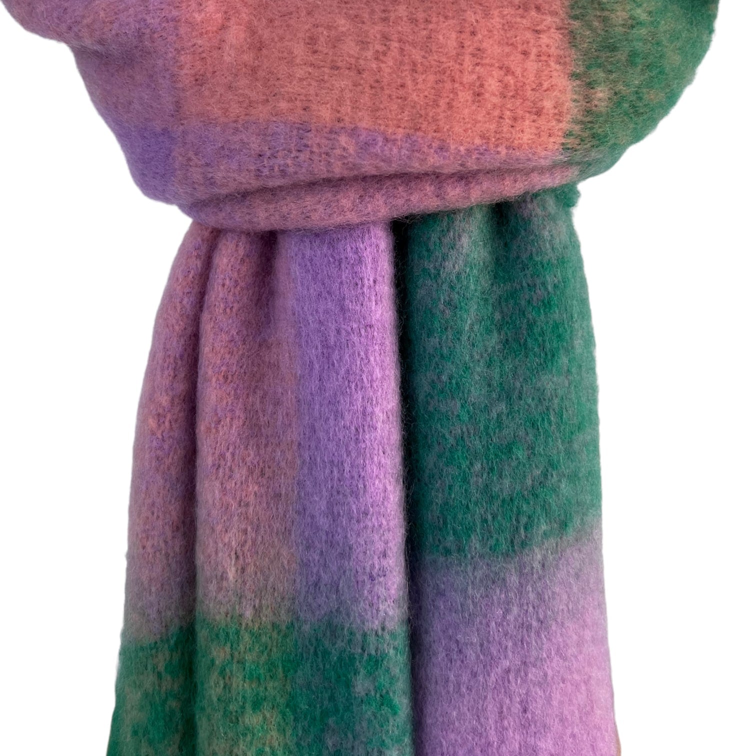 Pinks and Greens Checked Winter Scarf
