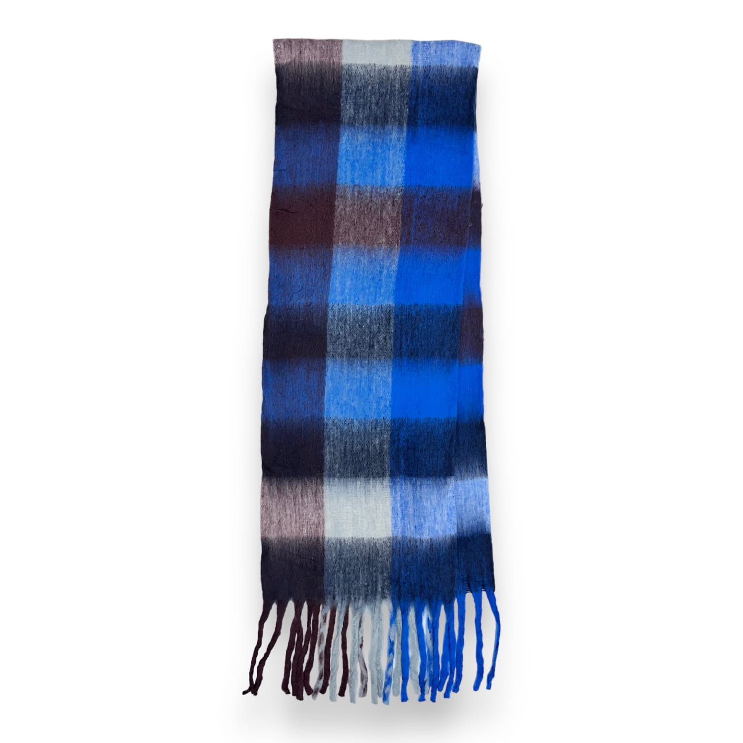 Electric Blue Checked Winter Scarf