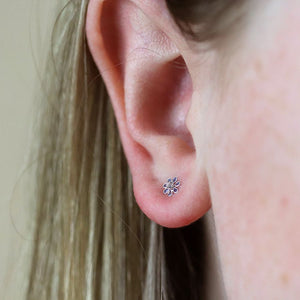 Sterling Silver Blue Flower Studs