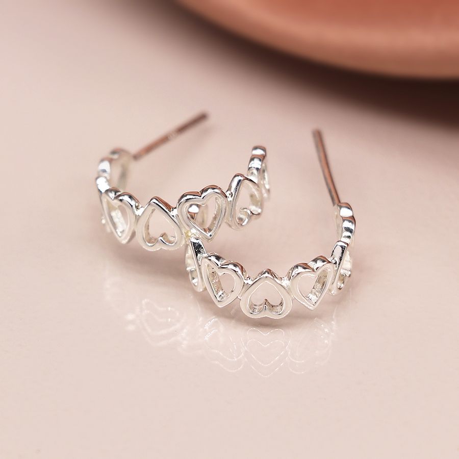 Sterling Silver Heart Hoops