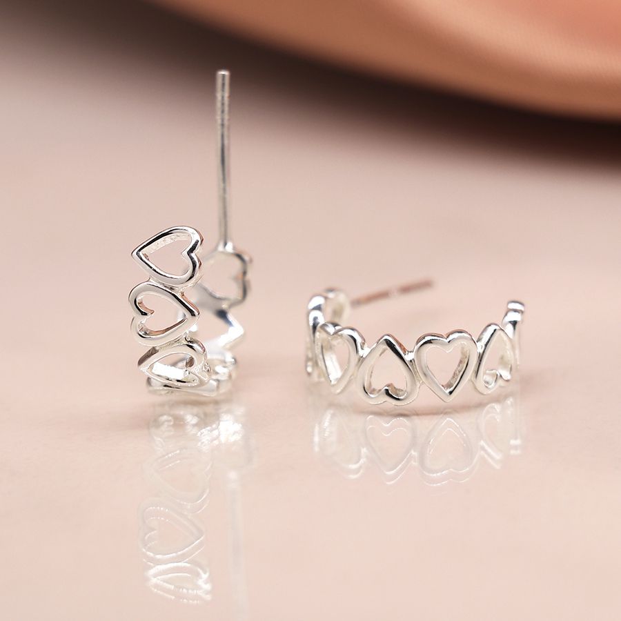 Sterling Silver Heart Hoops