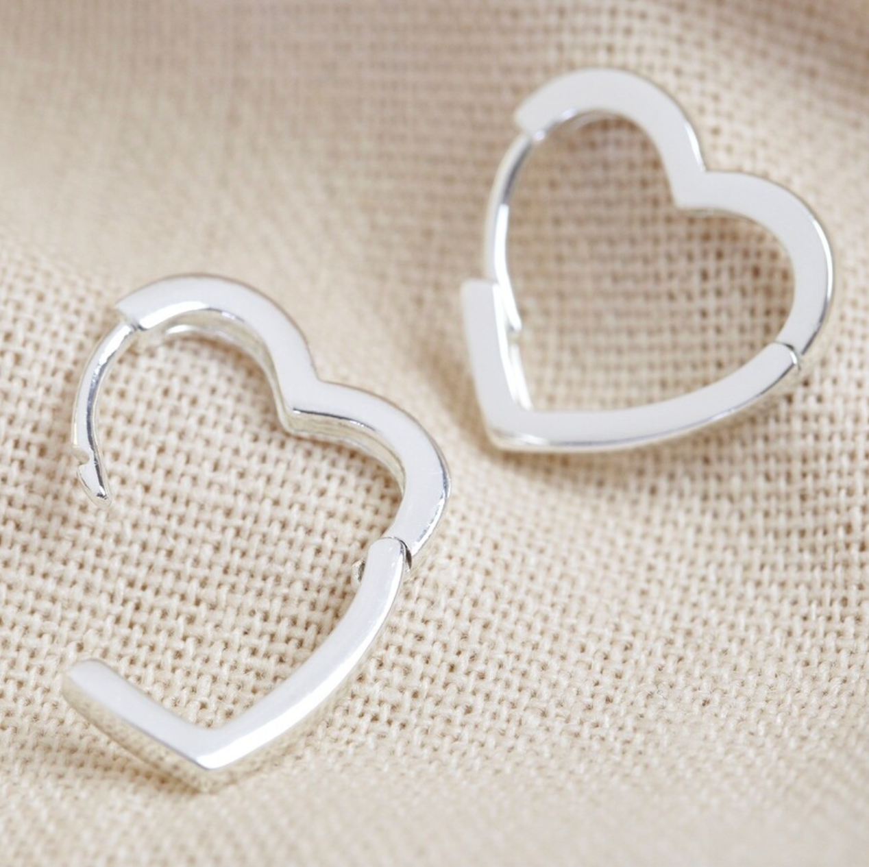 Heart Hoop Earrings In Silver