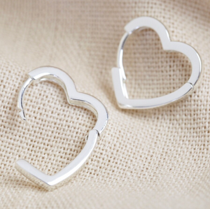 Heart Hoop Earrings In Silver