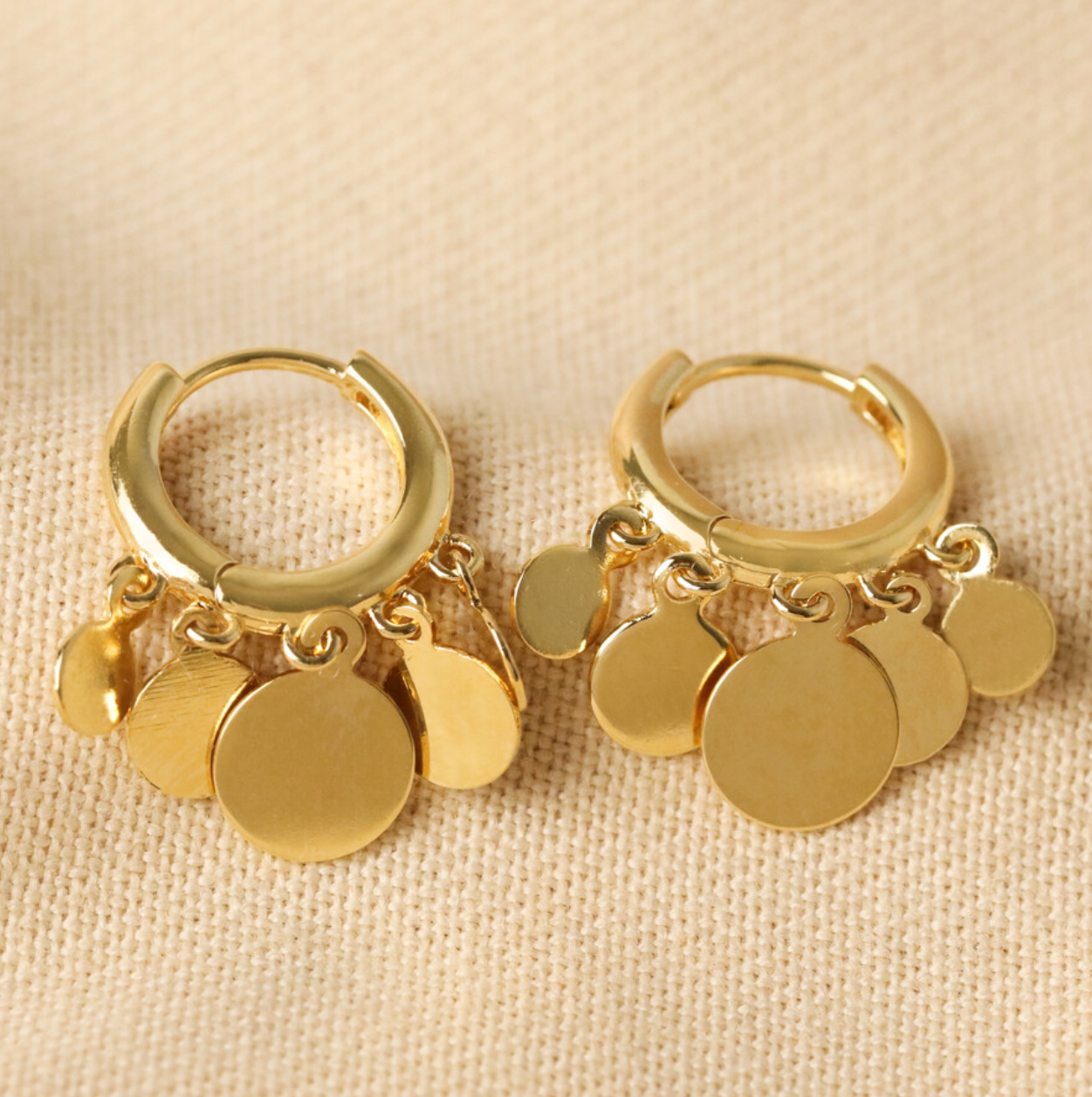 Charm Hoop Earrings In Gold
