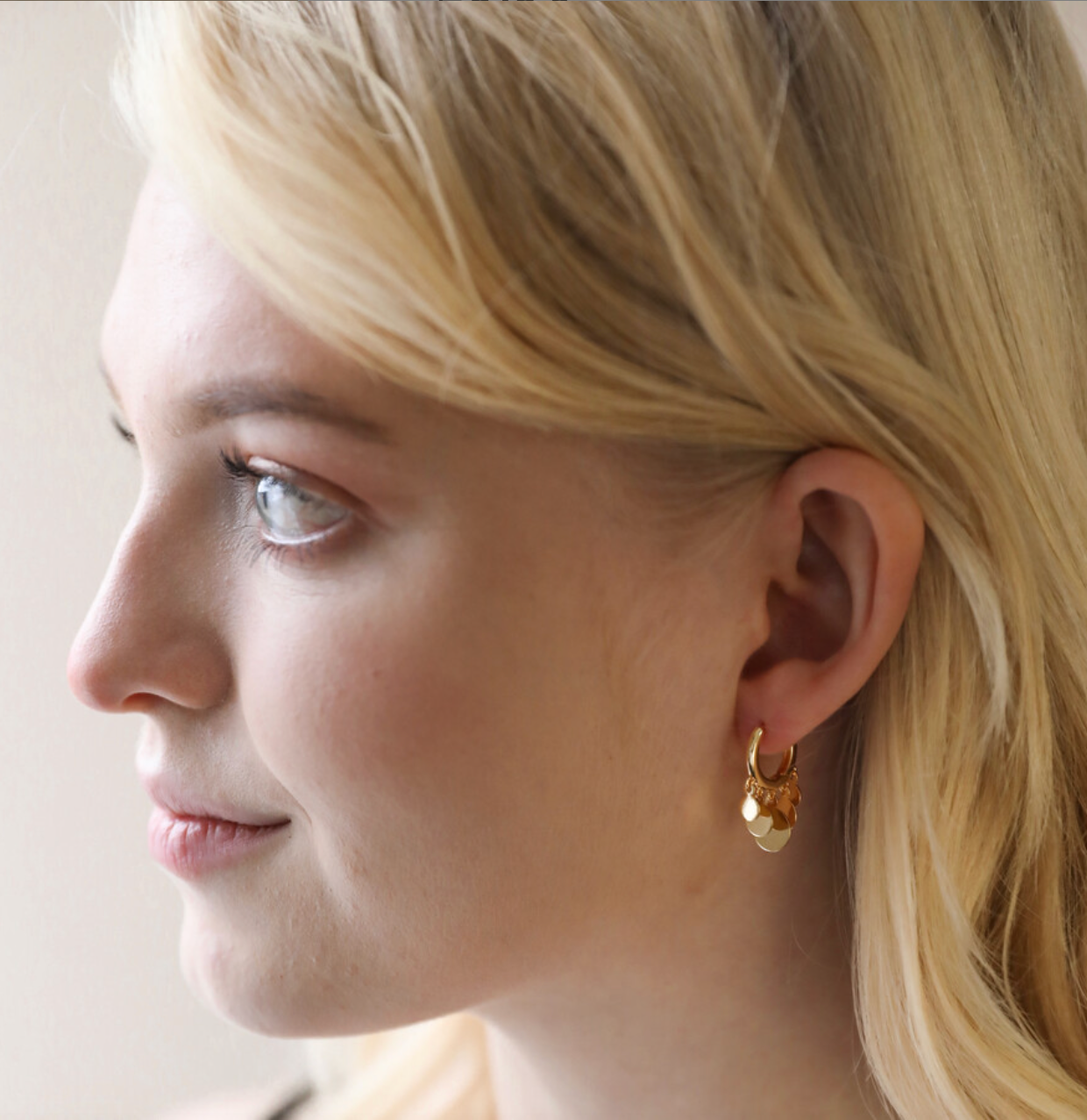 Charm Hoop Earrings In Gold