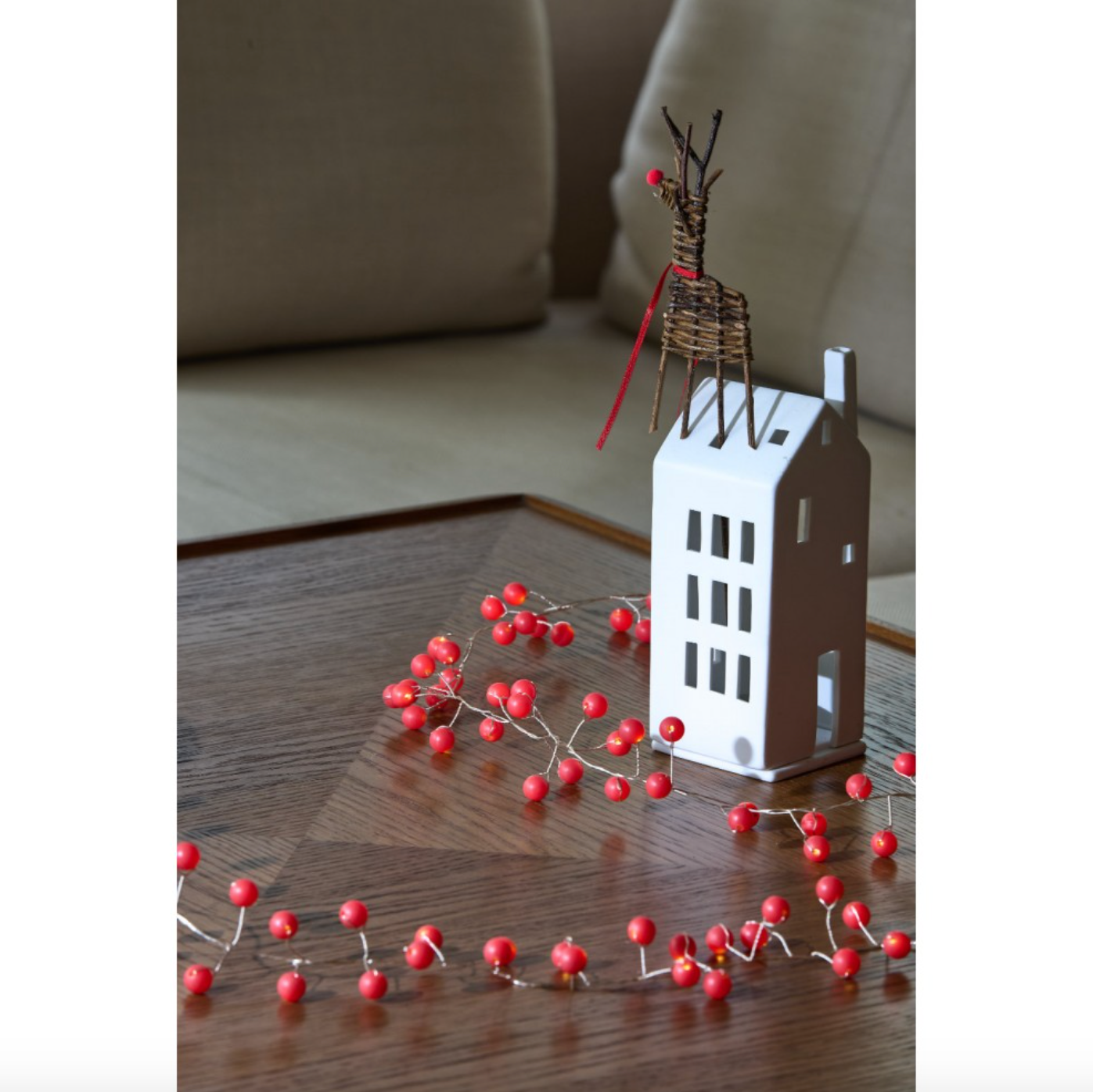 Red Berry Fairy Lights, Battery Operated