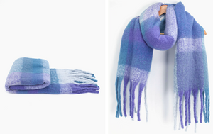 Blue And Purple Colourblock Winter Scarf