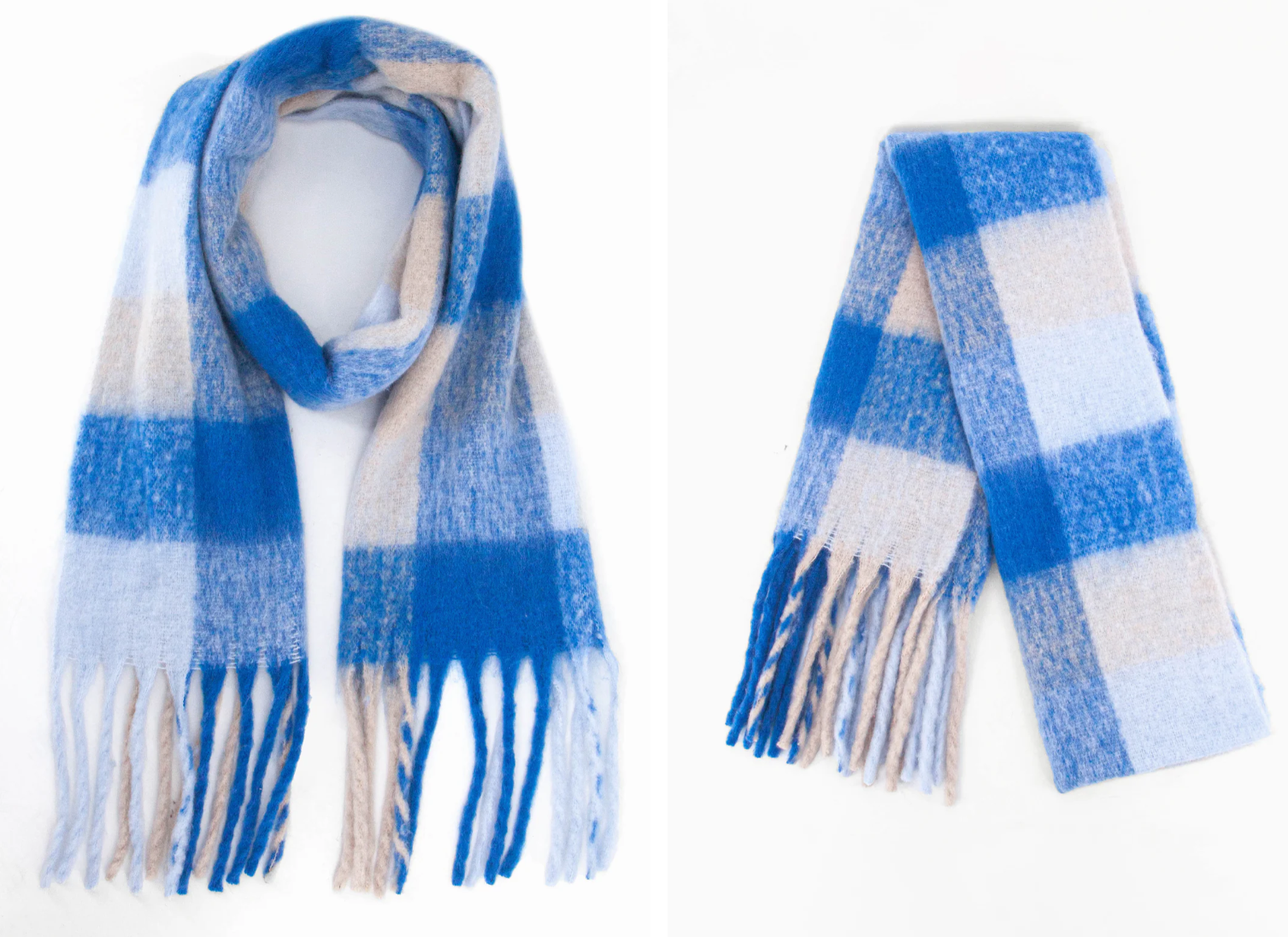 Royal Blue Colourblock Winter Scarf