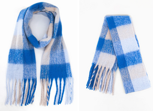 Royal Blue Colourblock Winter Scarf