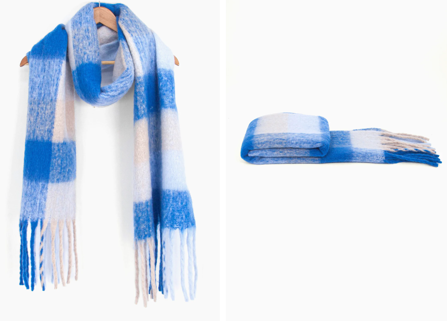 Royal Blue Colourblock Winter Scarf