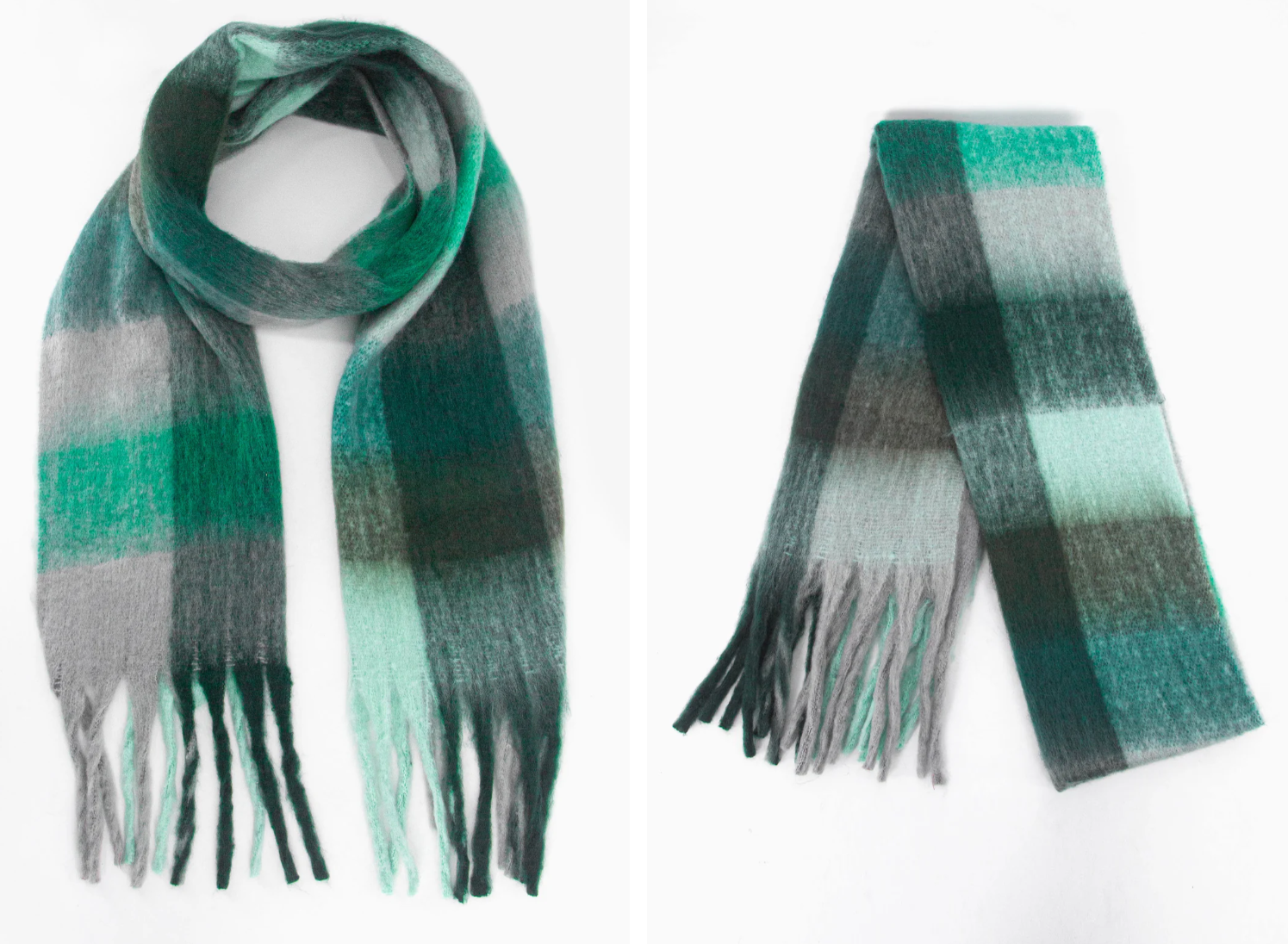 Teal Colourblock Winter Scarf
