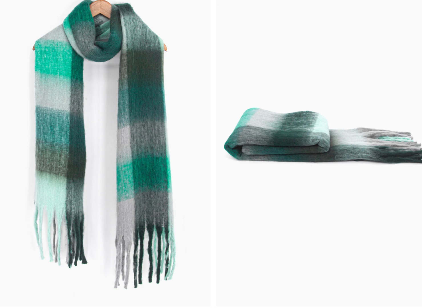 Teal Colourblock Winter Scarf