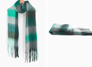 Teal Colourblock Winter Scarf