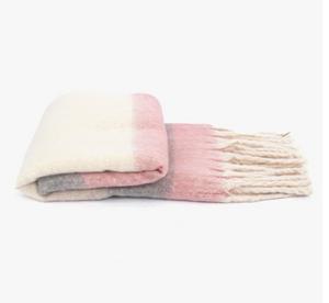 Dusty Pink/Grey Colourblock Winter Scarf