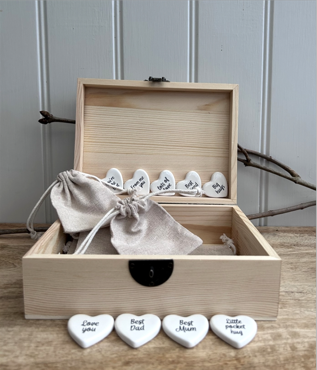 Ceramic Heart Message Tokens - 9 Different Sayings