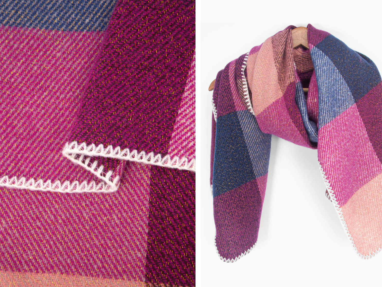 Winter Scarf - Purple And Blue Check