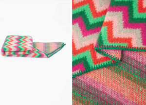 Zig Zag Winter Scarf - Green/Fuchsia