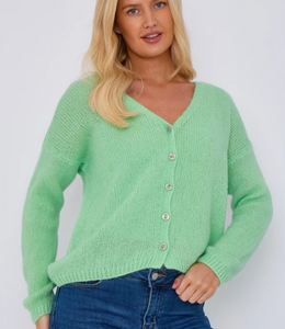 Mohair Blend Button Through Cardigan - Mint
