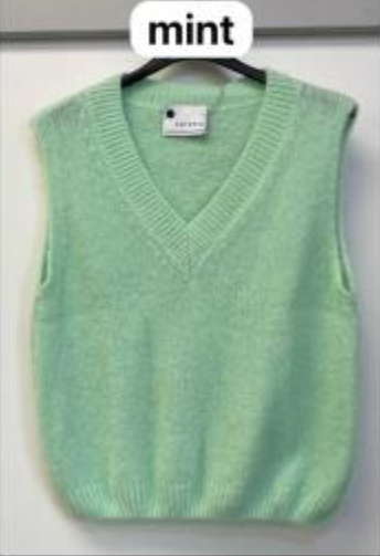 V Neck Superkid Mohair Tank Top - Mint