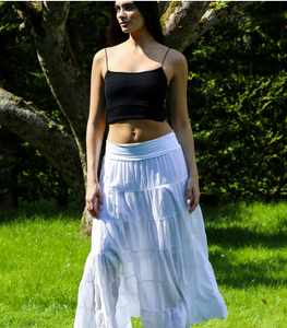 Cotton Tiered Maxi Skirt - 7 Colour Choices