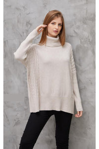 Cable Detail Cowl Neck Jumper - Baby Pink