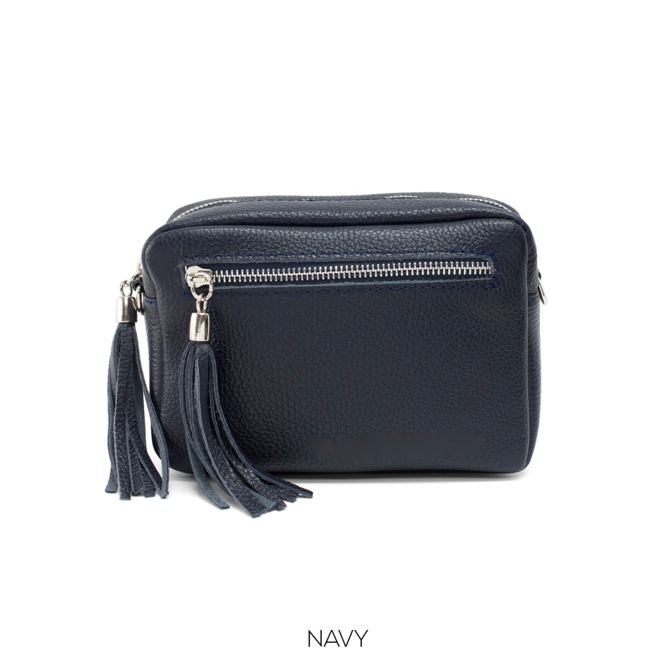 Leather Crossbody Bag - Navy - With Detachable Strap