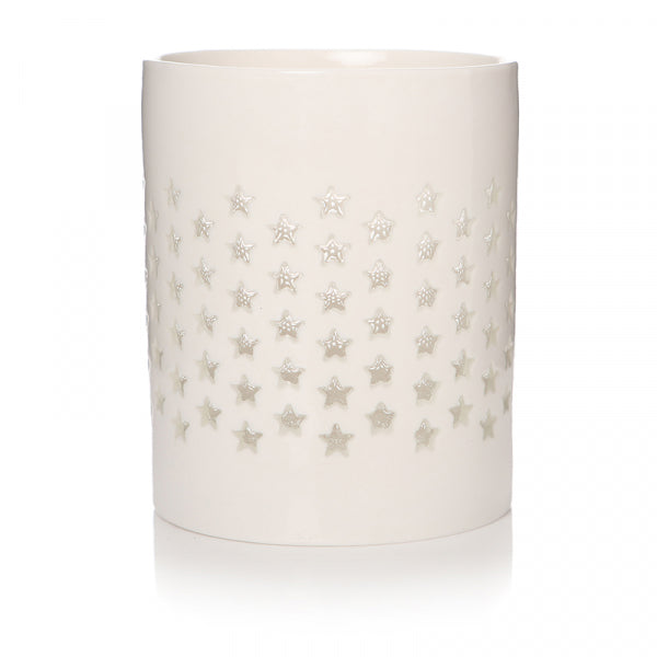White ceramic star votive candle holder 