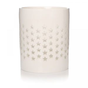 White ceramic star votive candle holder 