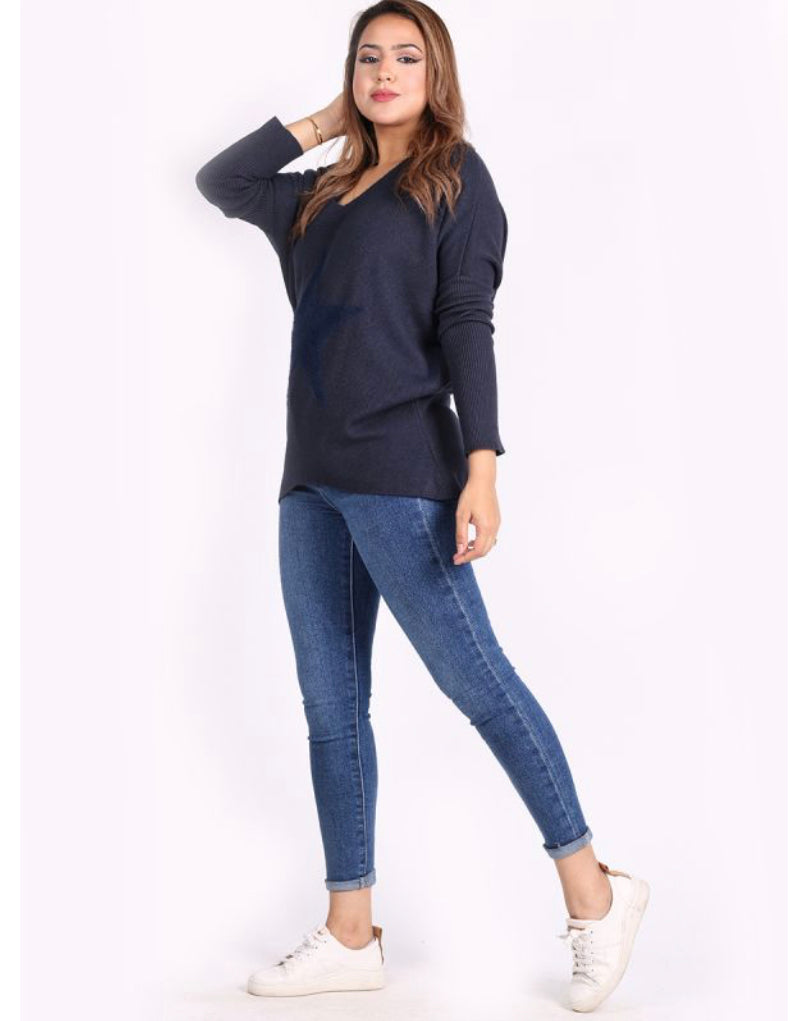 V Neck Star Jumper