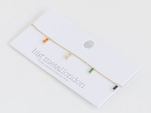 gold anklet with rainbow stone charms