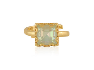 Gold plated opal glass adjustable ring