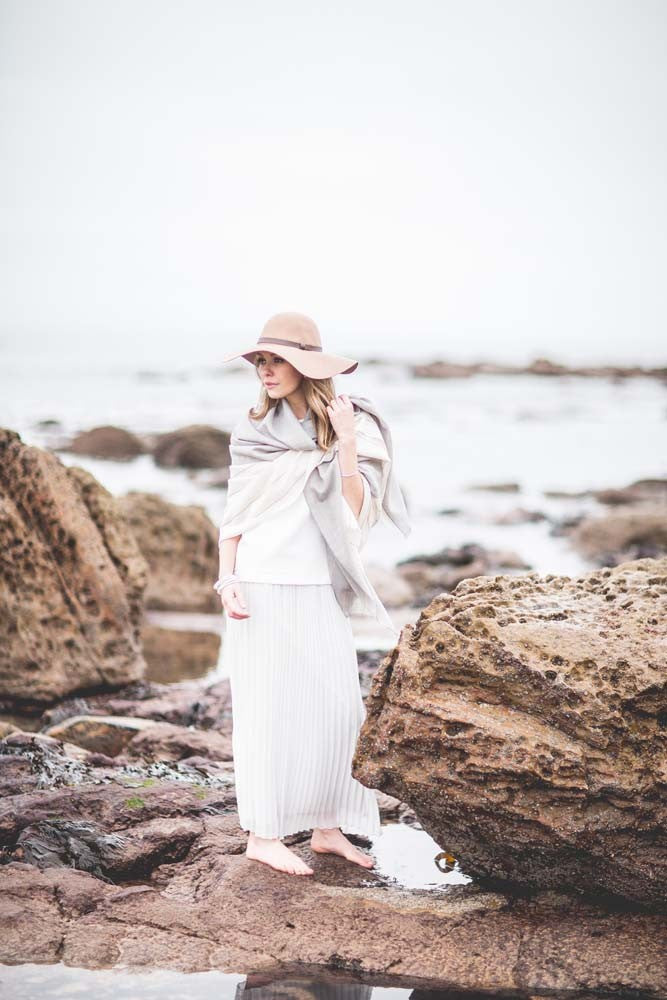 Grey and Cream Striped Scarf