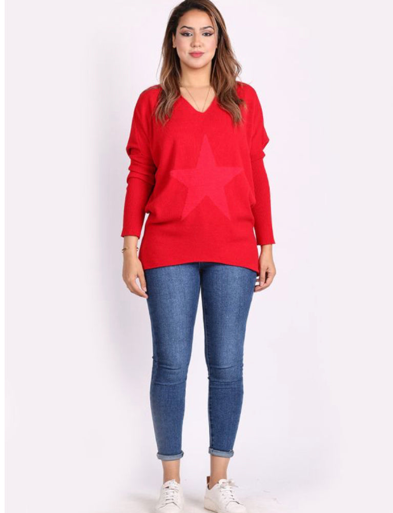 V Neck Star Jumper