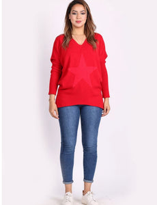 V Neck Star Jumper