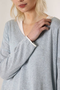 Cotton Jumper With Edging and Stripe - Various Colours