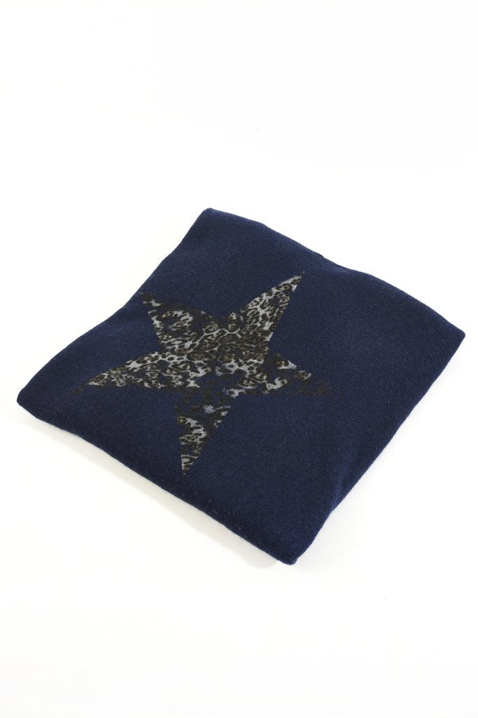 Leopard Star Cashmere Blend Jumper - Navy Blue