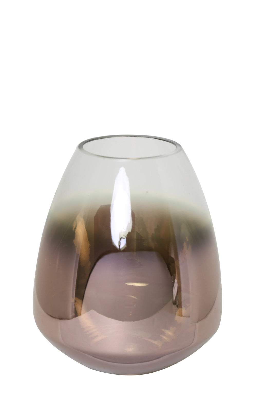 Hurricane glass lantern in copper ombre